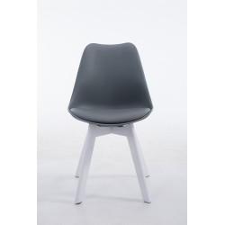 Chaise visiteur Borneo V2 en cuir artificiel blanc | gris