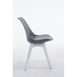 Chaise visiteur Borneo V2 en cuir artificiel blanc | gris