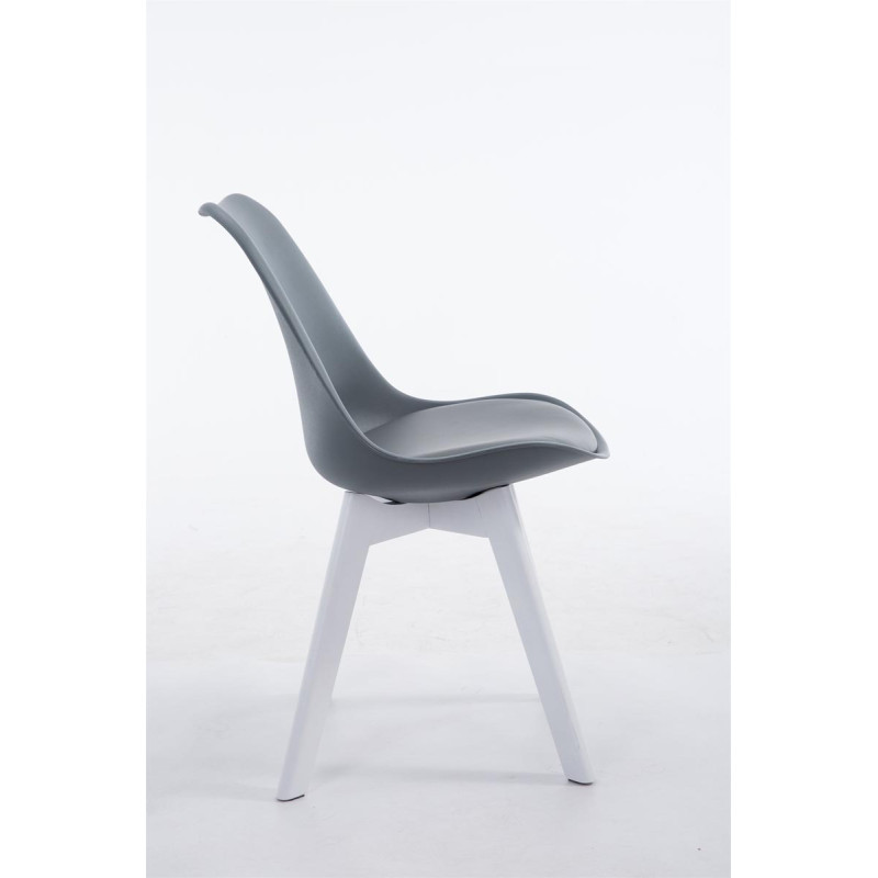 Chaise visiteur Borneo V2 en cuir artificiel blanc | gris