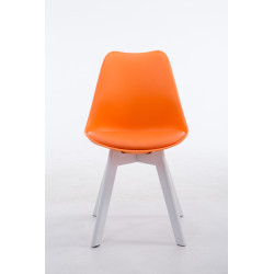 Chaise visiteur Borneo V2 en cuir artificiel blanc | orange