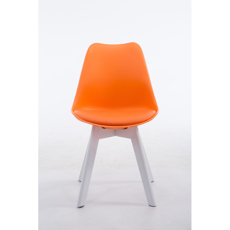 Chaise visiteur Borneo V2 en cuir artificiel blanc | orange