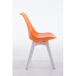 Chaise visiteur Borneo V2 en cuir artificiel blanc | orange