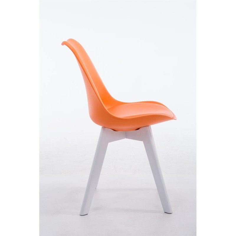 Chaise visiteur Borneo V2 en cuir artificiel blanc | orange