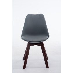 Chaise visiteur Borneo V2 en cuir artificiel noyer | gris
