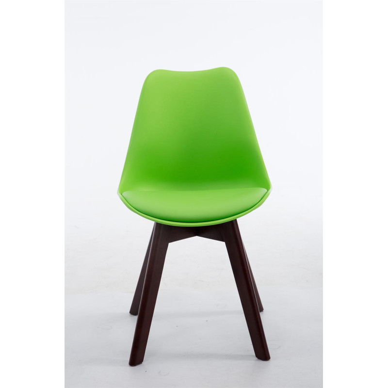 Chaise visiteur Borneo V2 en cuir artificiel noyer | vert