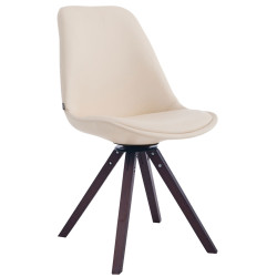 Chaise visiteur Calais pivotante en noyer carrée | crème