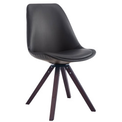 Chaise visiteur Calais pivotante en noyer carrée | noir