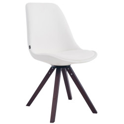 Chaise visiteur Calais pivotante en noyer carrée | blanc