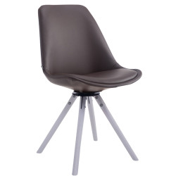 Chaise visiteur Calais pivotante blanche ronde | brun
