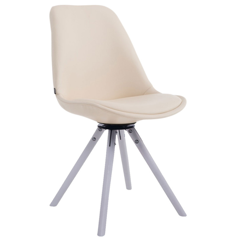 Chaise visiteur Calais pivotante blanche ronde | crème