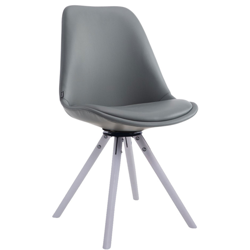 Chaise visiteur Calais pivotante blanche ronde | gris