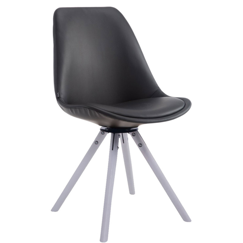 Chaise visiteur Calais pivotante blanche ronde | noir
