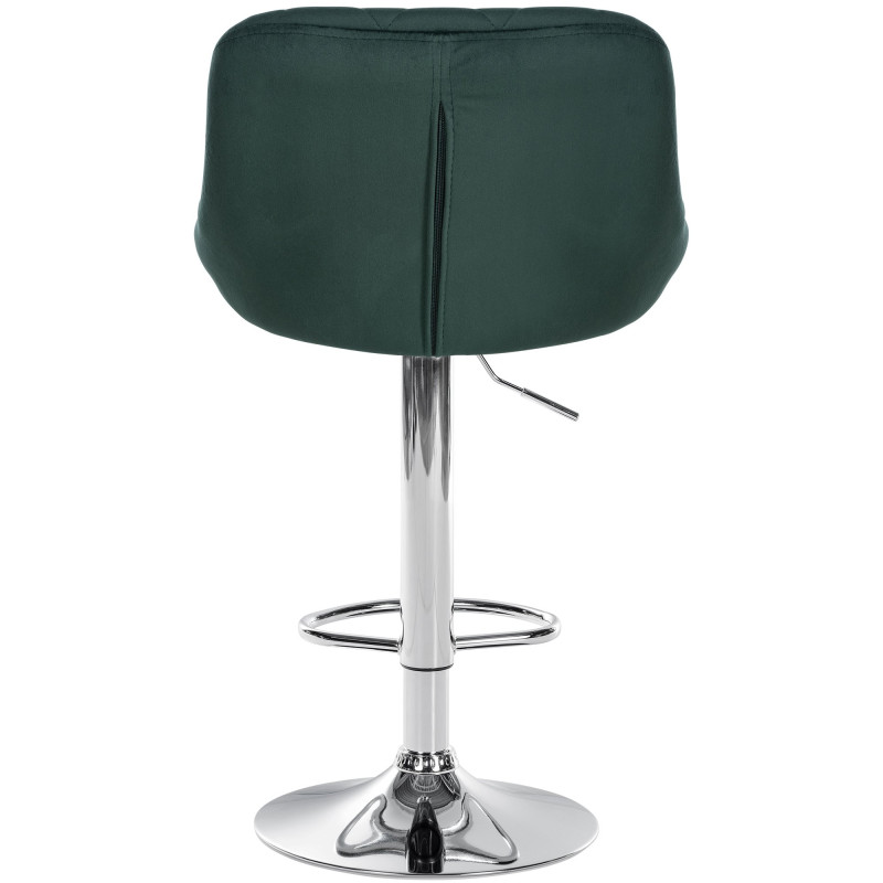 Tabouret de bar Lazio en velours, chromé vert foncé