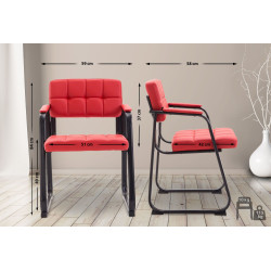Chaise visiteur Canada B en cuir artificiel | rouge