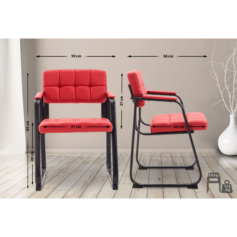 Chaise visiteur Canada B en cuir artificiel | rouge