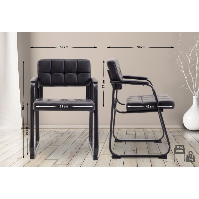 Chaise visiteur Canada B en cuir artificiel | noir