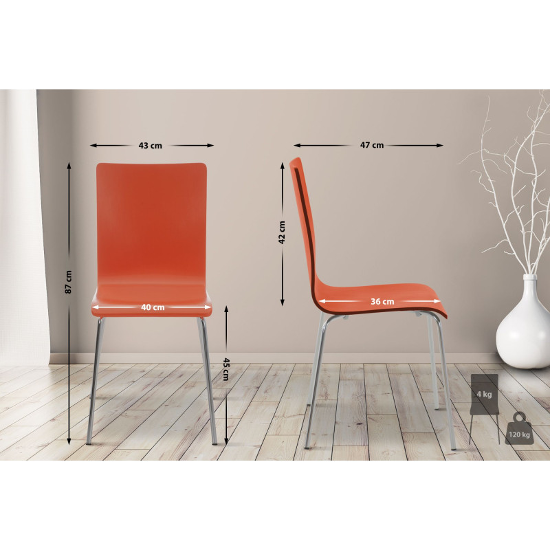 Ensemble de 4 chaises visiteurs Pepe | orange
