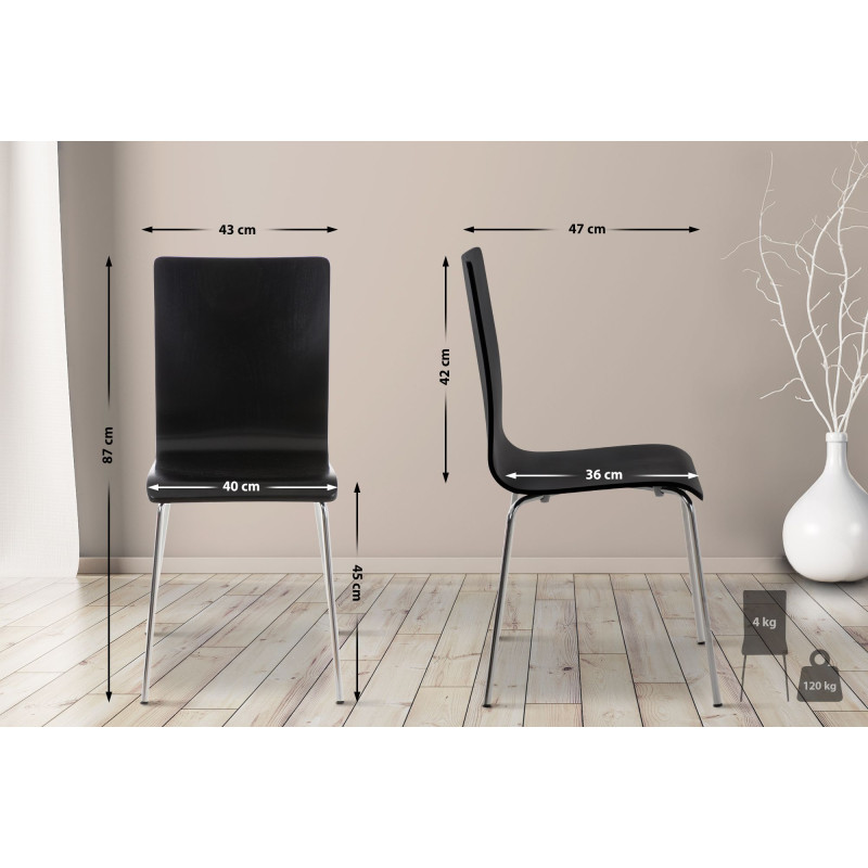 Ensemble de 4 chaises visiteurs Pepe | noir