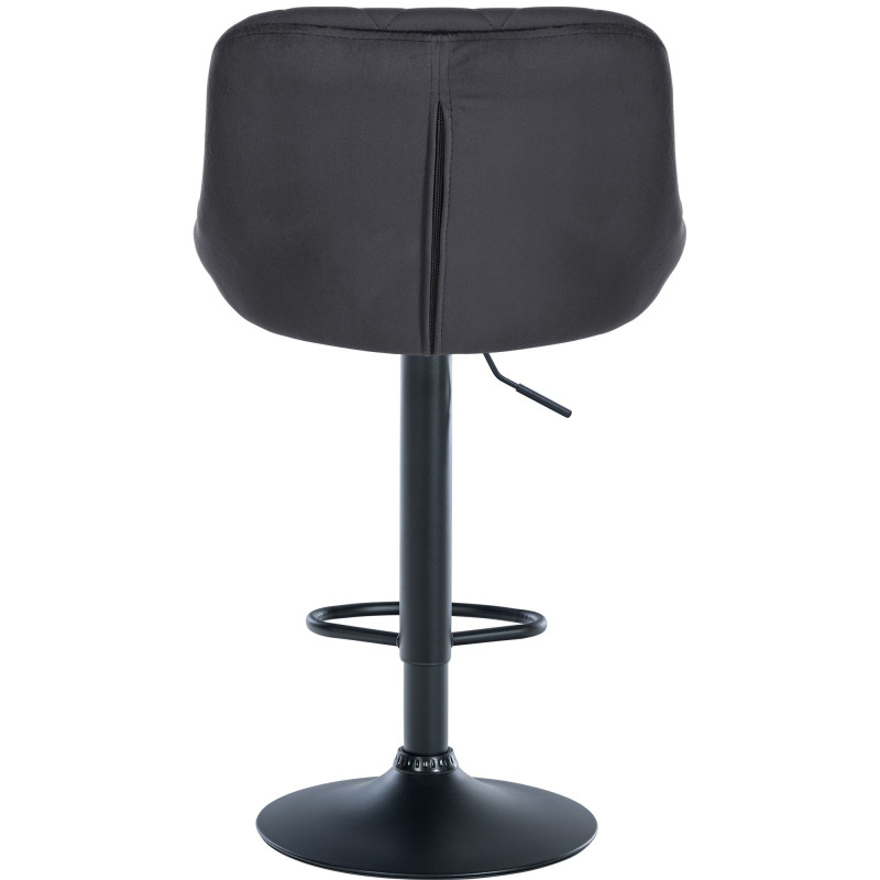 Tabouret de bar Lazio velours noir gris foncé