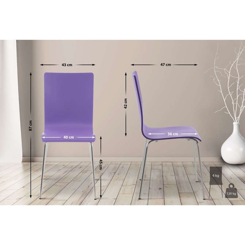 Ensemble de 4 chaises visiteurs Pepe | violet