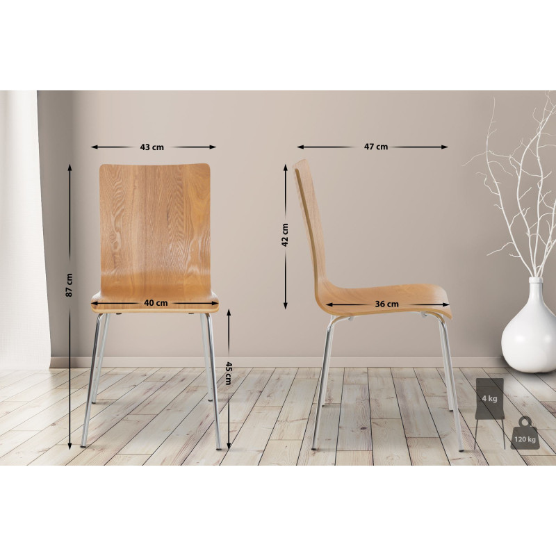 Lot de 2 chaises visiteurs Pepe | chêne