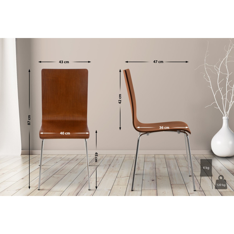 Ensemble de 4 chaises visiteurs Pepe | brun