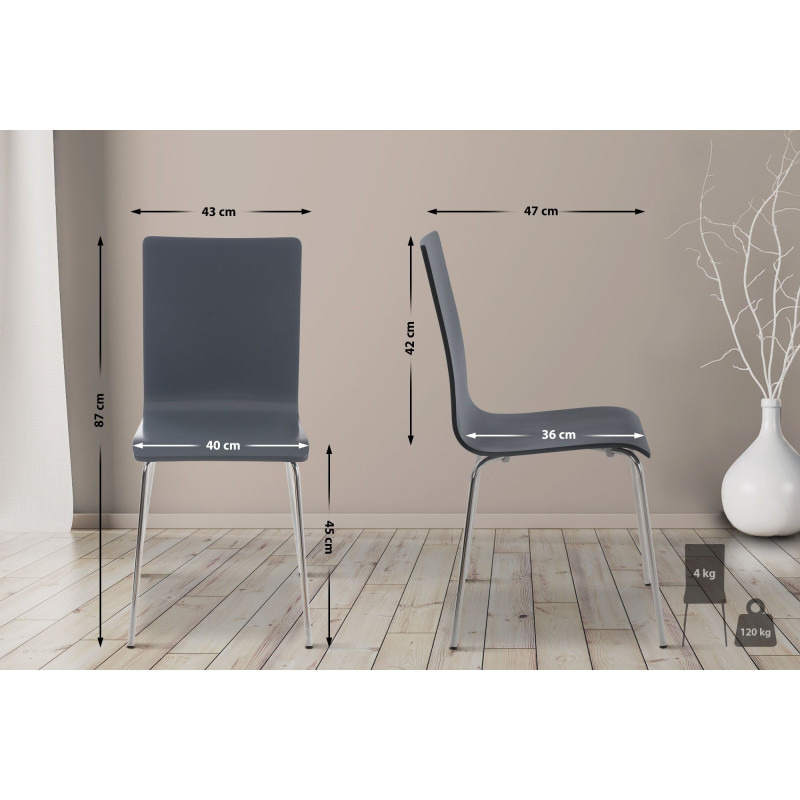 Ensemble de 4 chaises visiteurs Pepe | gris