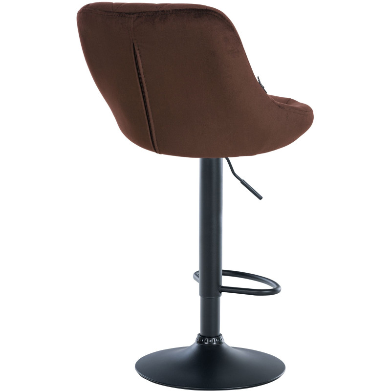 Tabouret de bar Lazio velours noir marron