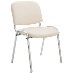 Chaise visiteur Ken C en cuir artificiel | crème