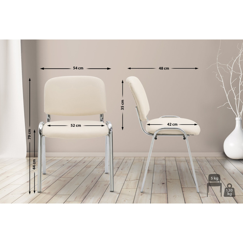 Chaise visiteur Ken C en cuir artificiel | crème