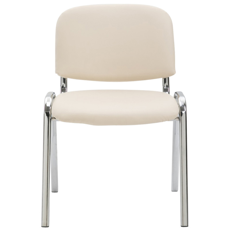Chaise visiteur Ken C en cuir artificiel | crème