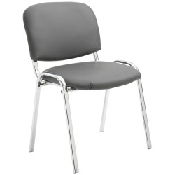 Chaise visiteur Ken C en cuir artificiel | gris