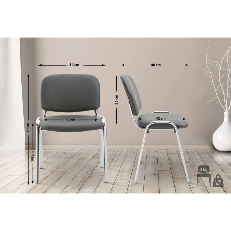 Chaise visiteur Ken C en cuir artificiel | gris