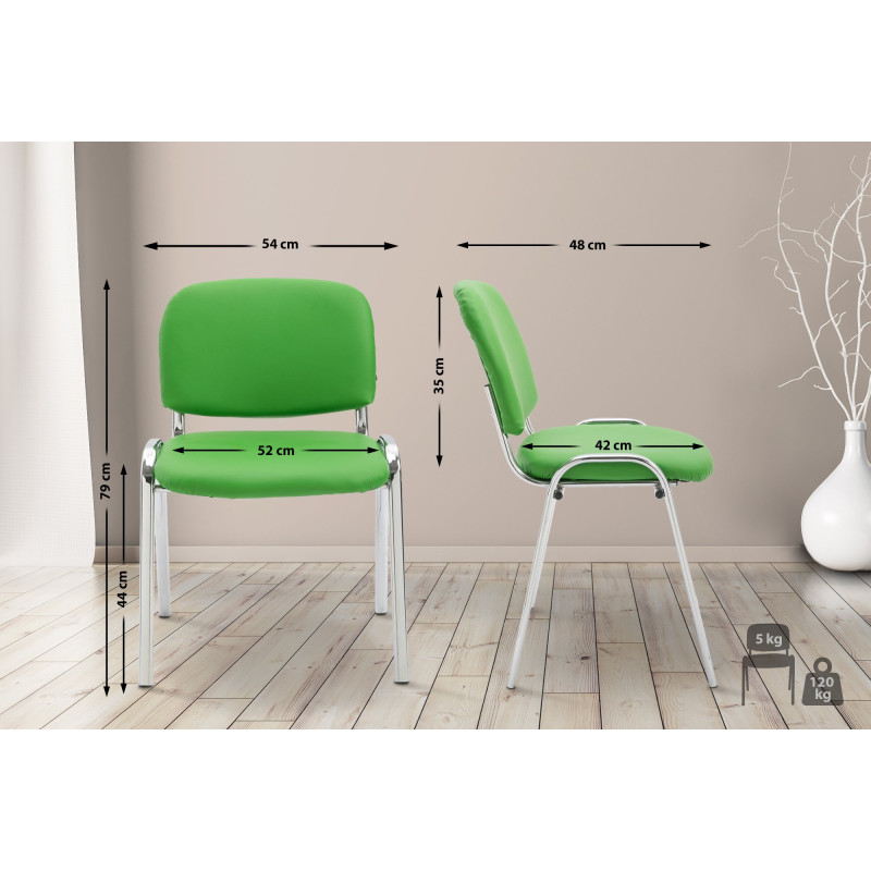 Chaise visiteur Ken C en cuir artificiel | vert