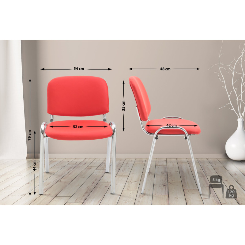 Chaise visiteur Ken C en cuir artificiel | rouge