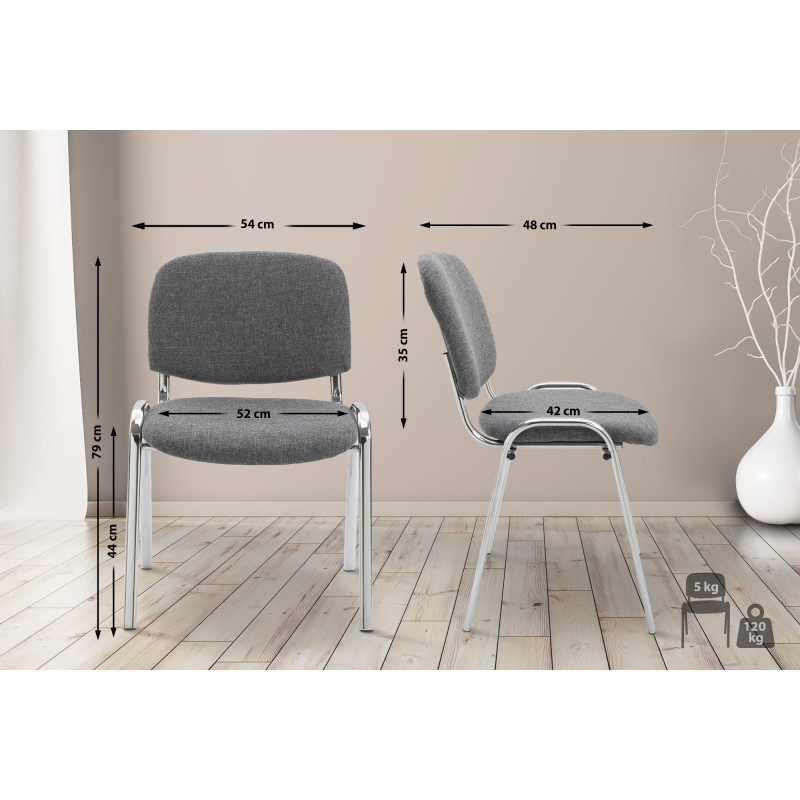 Chaise visiteur en tissu Ken C | gris