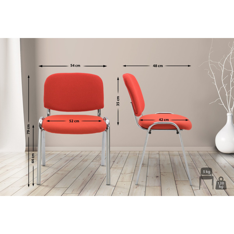 Chaise visiteur en tissu Ken C | rouge