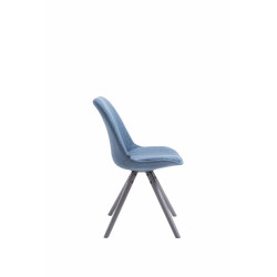 Chaise visiteur Toulouse tissu ronde gris | bleu