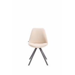 Chaise visiteur Toulouse tissu ronde gris | crème