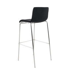 Tabouret de bar Hoover tissu 4 pieds structure chromée noir