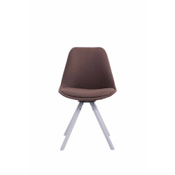 Chaise visiteur Toulouse tissu ronde blanche | brun