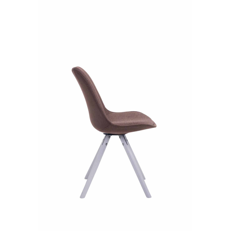 Chaise visiteur Toulouse tissu ronde blanche | brun