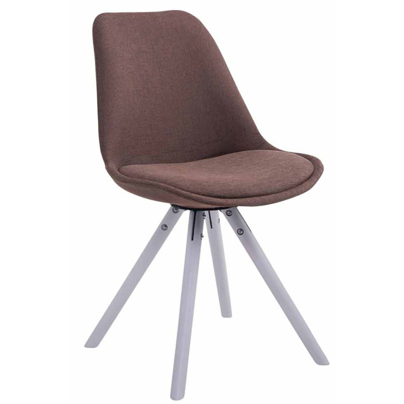 Chaise visiteur Toulouse tissu ronde blanche | brun