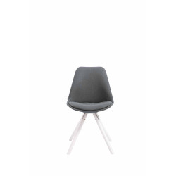 Chaise visiteur Toulouse tissu ronde blanche | gris foncé