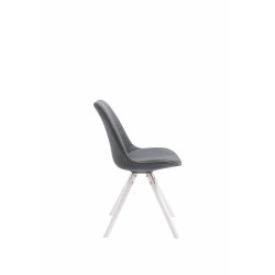 Chaise visiteur Toulouse tissu ronde blanche | gris foncé