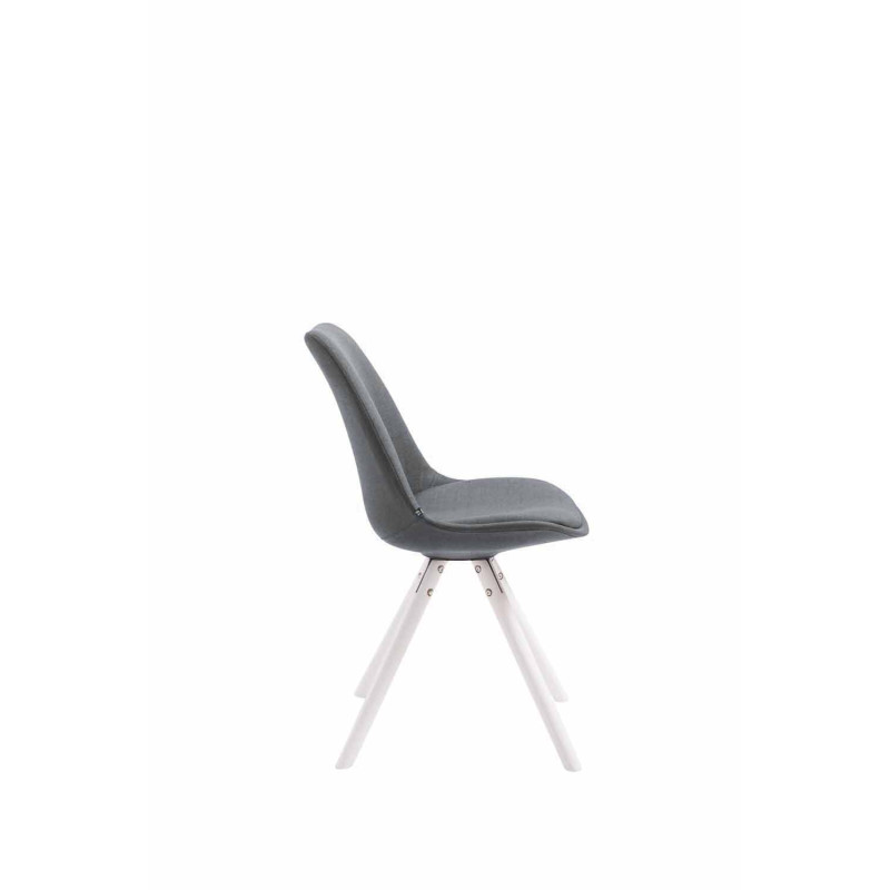 Chaise visiteur Toulouse tissu ronde blanche | gris foncé
