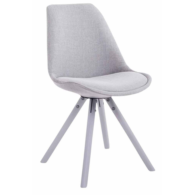 Chaise visiteur Toulouse tissu ronde blanche | gris