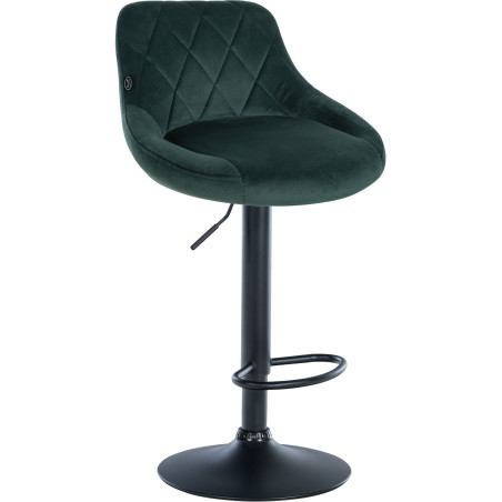 Tabouret de bar Lazio velours noir vert foncé