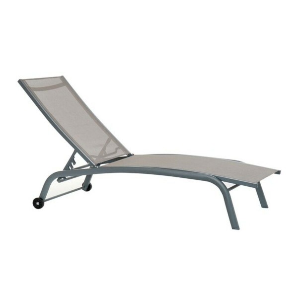 Chaise longue DKD Home Decor Avec des roues Gris PVC Aluminium (187,5 x 64 x 97 cm)