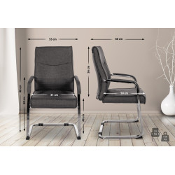 Chaise visiteur en tissu Hobart | noir
